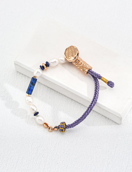 Sterling Silver Pearl Lapis Bracelet SL0130-2
