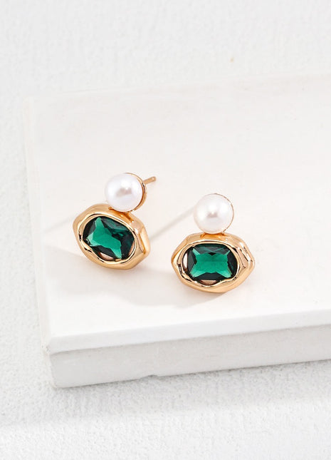 Sterling silver pearl zircon earrings E01163