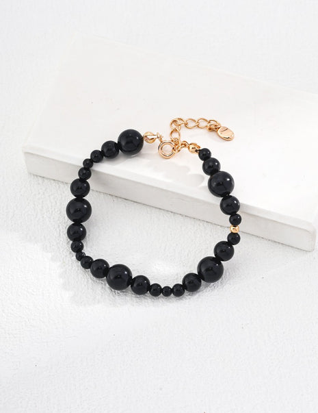 Sterling silver black agate bracelet SL0146-2