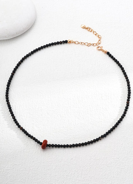 Natural black agate necklace D0549-2