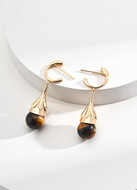 Sterling silver agate tiger eye earrings E01187