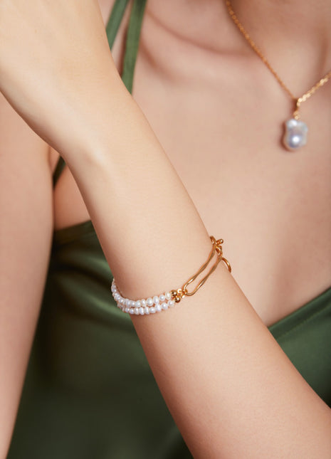 S925 Silver Pearl Bracelet SL0084