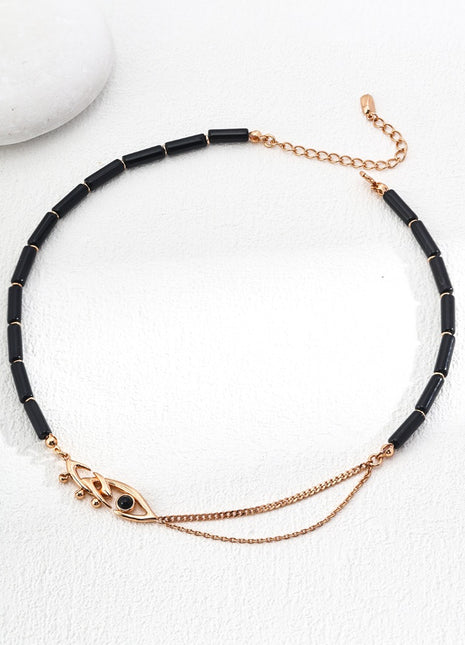 925 silver obsidian necklace D0535