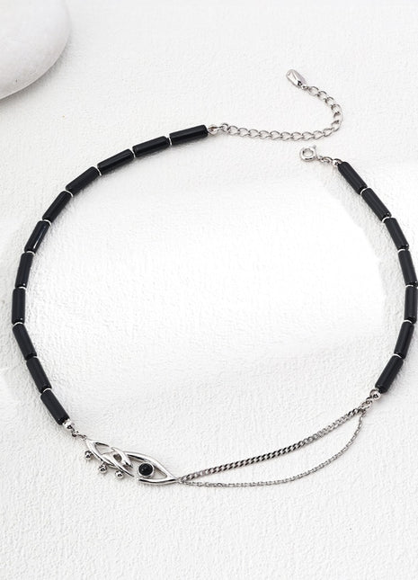 925 silver obsidian necklace D0535