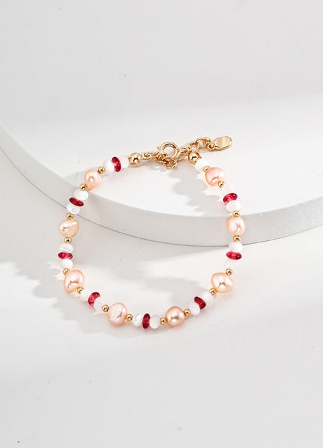 S925 Silver Pearl Ruby Bracelet SL0153-2
