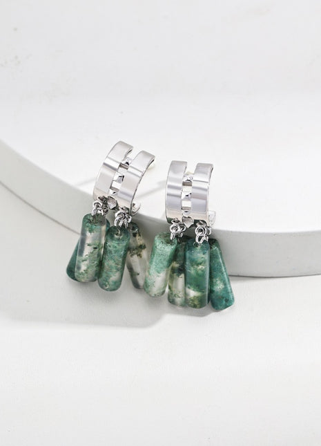 S925 Silver Agate Earrings E01204