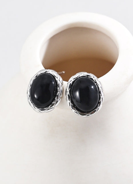 S925 Silver Black Agate Earrings E01219