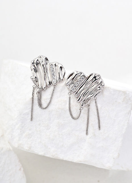 S925 Silver Heart Zircon Earrings E01225