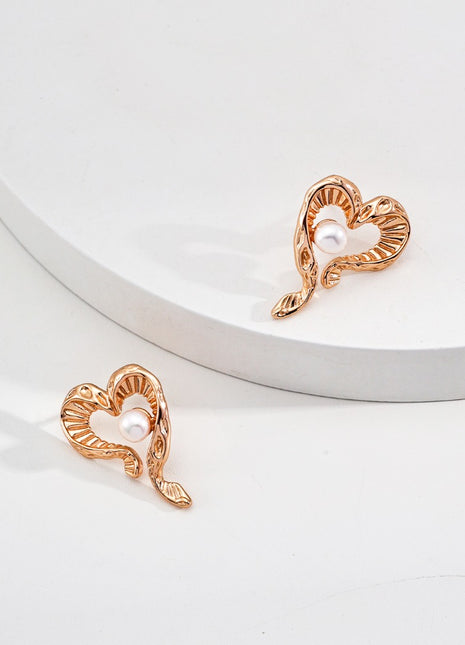 S925 Silver Heart Pearl Earrings E01157-2