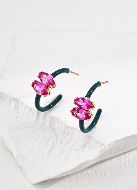 S925 Silver Retro Glazed Zircon Earrings E01223-2