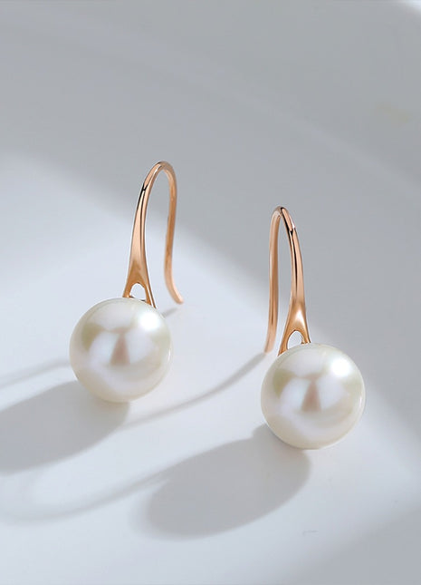 Round pearl 18K rose gold earrings KE0001