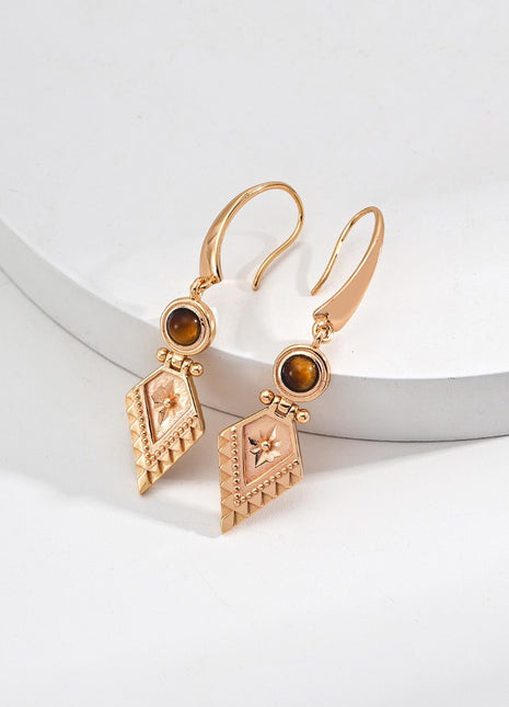 S925 Silver Tiger Eye Earrings E01206-2