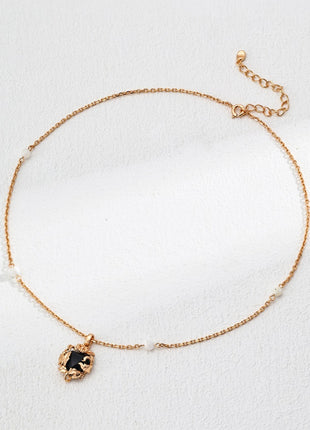 S925 Silver Black Agate Necklace D0573