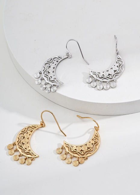 S925 Silver Vintage Crescent Earrings E01227