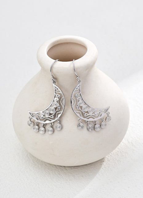 S925 Silver Vintage Crescent Earrings E01227