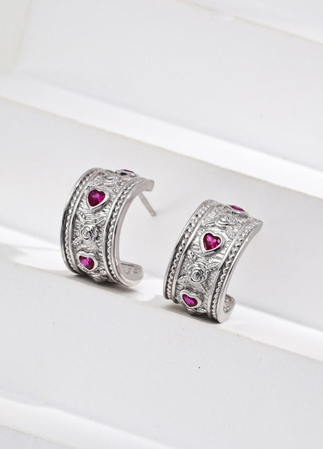 S925 Silver Heart Zircon Earrings E01214