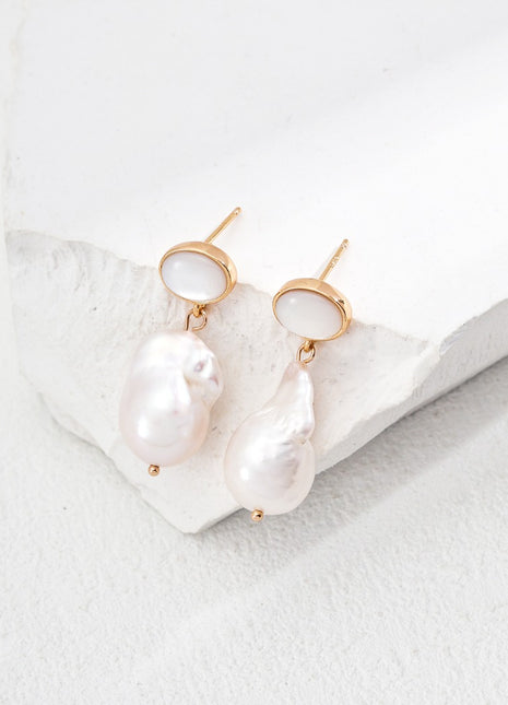 S925 silver pearl shell earrings E01208-2