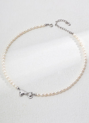 S925 Silver Pearl Butterfly Necklace D0580