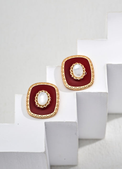 S925 Silver Glazed Shell Earrings E01174-2