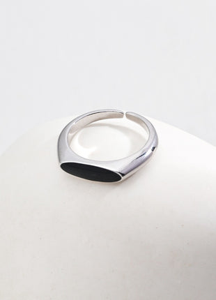 S925 Silver Black Glaze Ring J0266