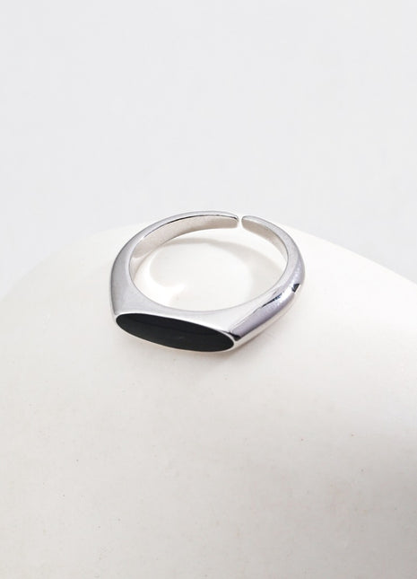 S925 Silver Black Glaze Ring J0266
