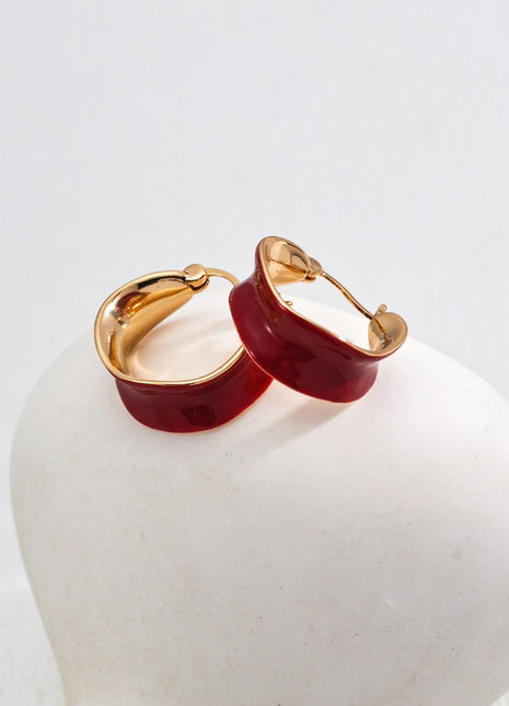 S925 Silver Red Glaze Earrings E01205-2