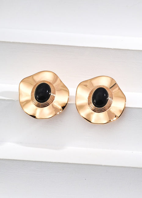 S925 Black Agate Shell Earrings E01230