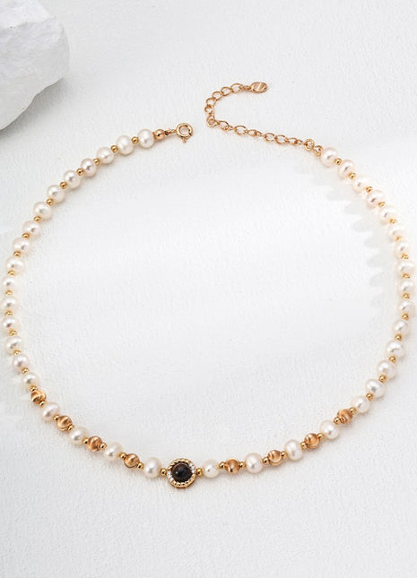 S925 Silver Pearl Necklace D0590-2