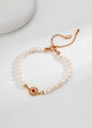 S925 Silver Pearl and Agate Bracelet SL0169