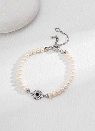 S925 Silver Pearl and Agate Bracelet SL0169