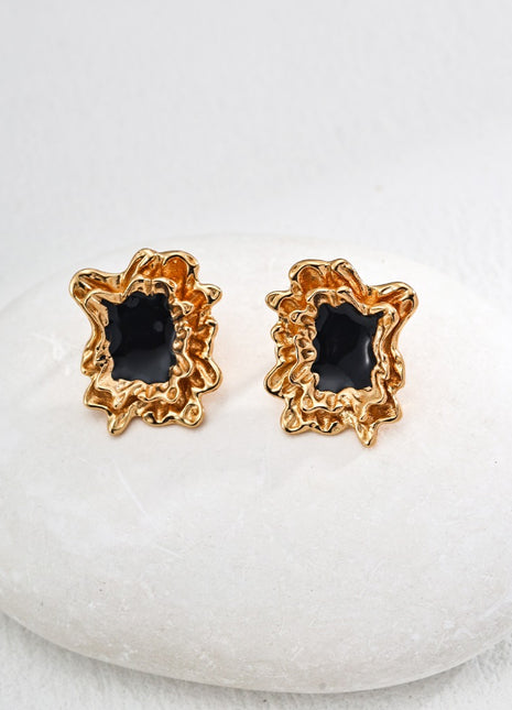 S925 Silver Black Glaze Earrings E01113-2