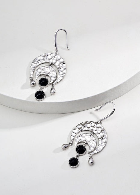 S925 Silver Onyx Earrings E01235