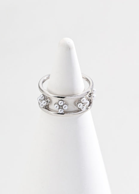 S925 Silver Imitation Pearl Ring J0263