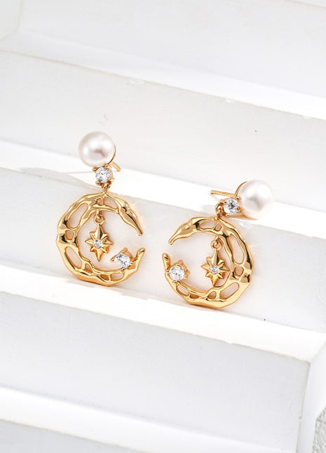 S925 Silver Pearl Zircon Earrings E01250-2