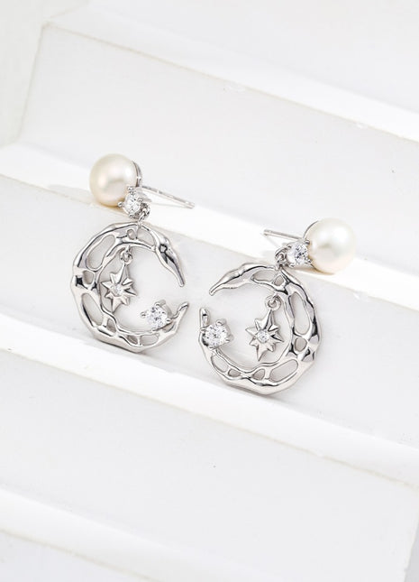 S925 Silver Pearl Zircon Earrings E01250-2