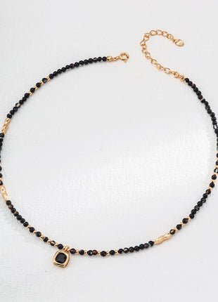 S925 Silver Black Agate Necklace D0600