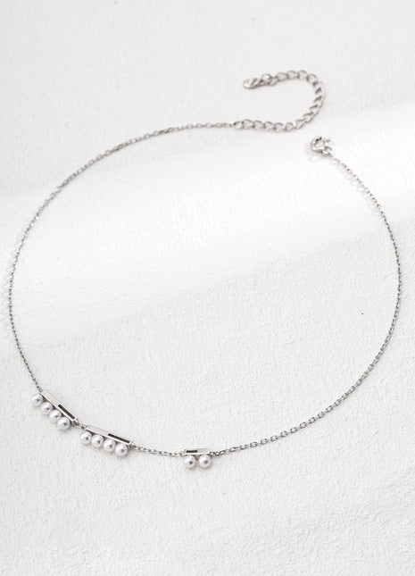 S925 Silver Imitation Pearl Necklace D0603