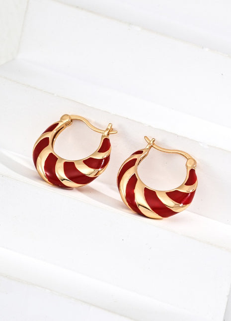 S925 Silver Red Glaze Earrings E01286-2