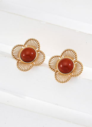 S925 Retro Red Agate Earrings E01275