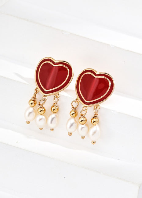 S925 Silver Pearl Heart Earrings E01285-2