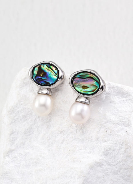 S925 Silver Pearl Scallop Earrings E01273