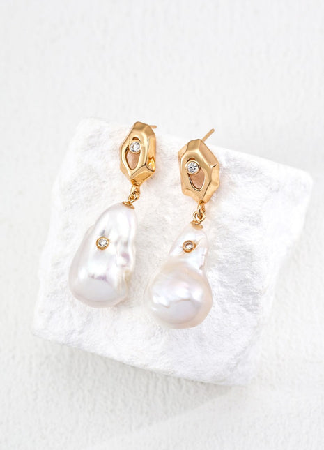 S925 Silver Pearl Zircon Earrings E01260-2