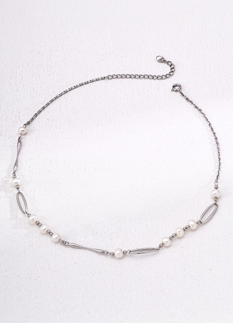 S925 Silver Pearl Necklace D0599