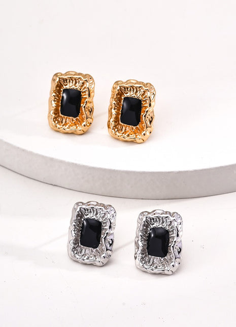S925 Silver Retro Black Glaze Earrings E01267