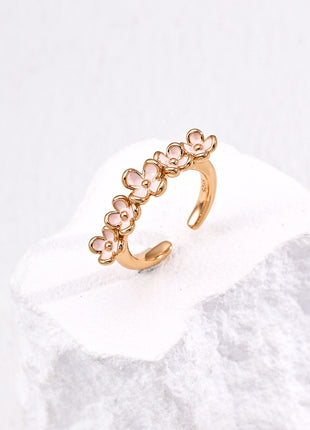 S925 Silver Flower Glaze Ring J0280