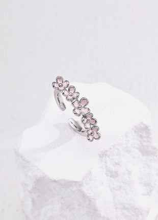 S925 Silver Flower Glaze Ring J0280
