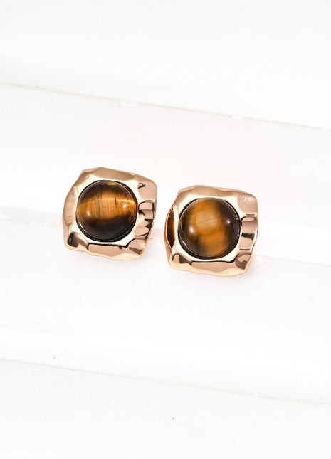 S925 Silver Tiger Eye Earrings E01290-2