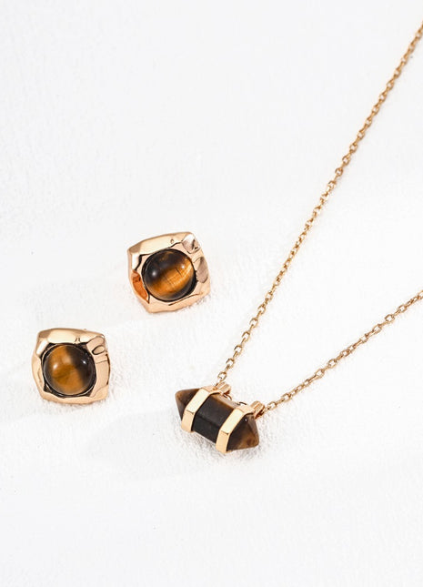 S925 Silver Tiger Eye Earrings E01290-2