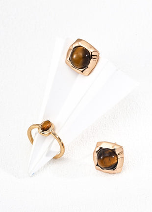 S925 Silver Tiger Eye Earrings E01290-2
