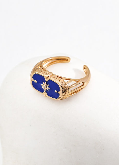 S925 Silver Blue-Black Glaze Ring J0285
